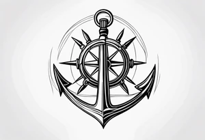 half anchor half helm
simple lines
no skulls tattoo idea