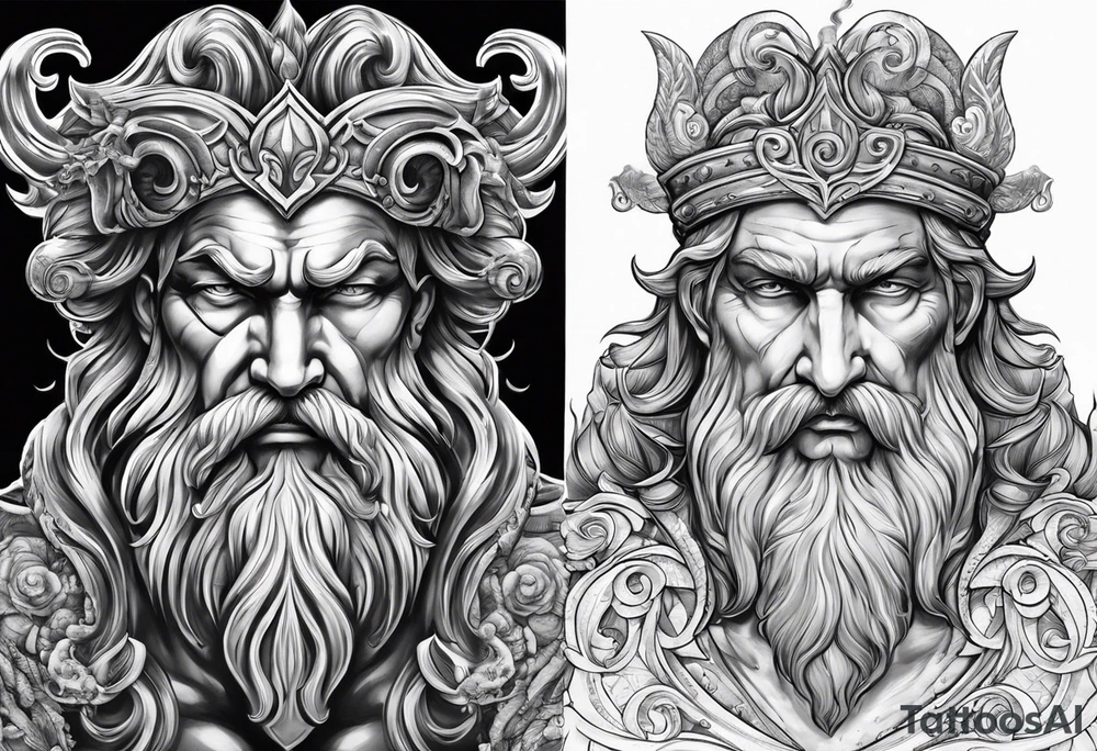 Poseidon and hades back to back tattoo idea
