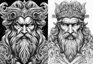 Poseidon and hades back to back tattoo idea