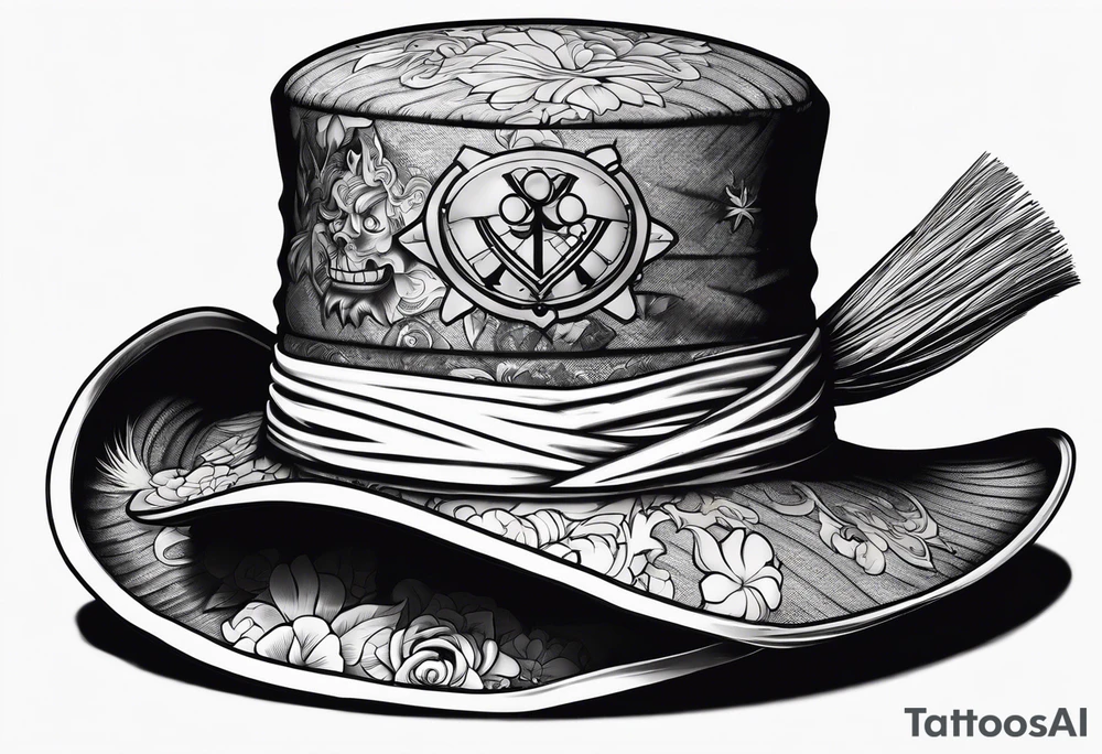 Luffy's Hat on top of the handle of Ichigos zampakuto tattoo idea