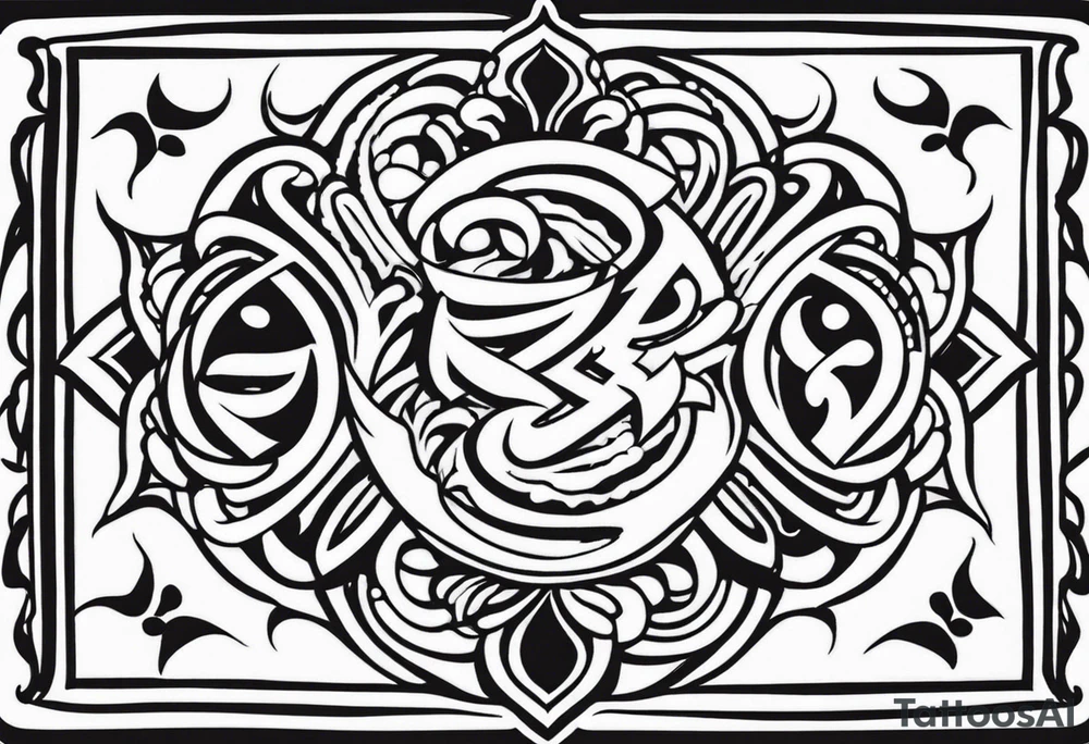 Tattoo ਨਿਰਭਉ ਨਿਰਵੈਰ written in Gurmukhi written text. Add symbols of fire and heart for strength and love tattoo idea