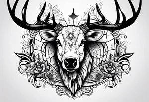 A crow on a elk skull tattoo idea