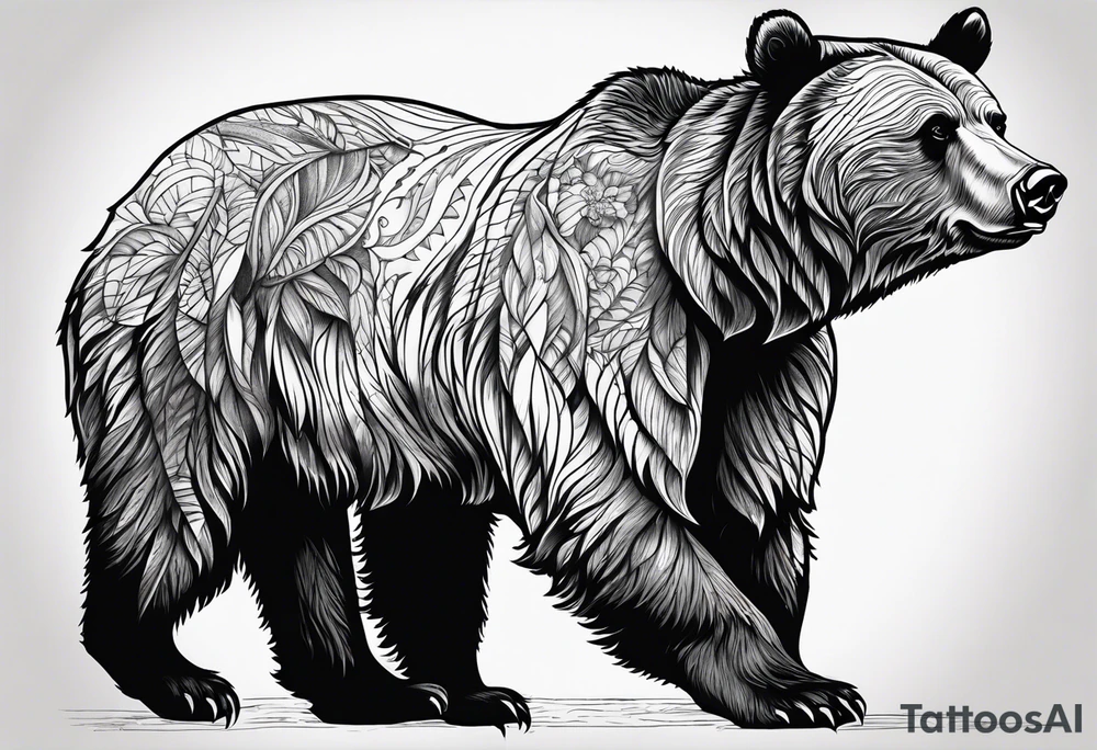 Grizzly bear full body tattoo idea