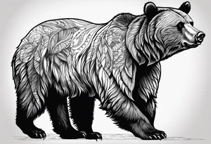 Grizzly bear full body tattoo idea