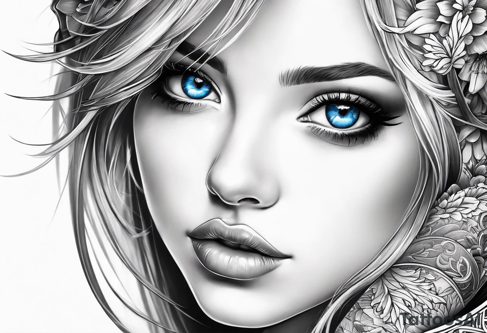 A girl with blue eyes tattoo idea