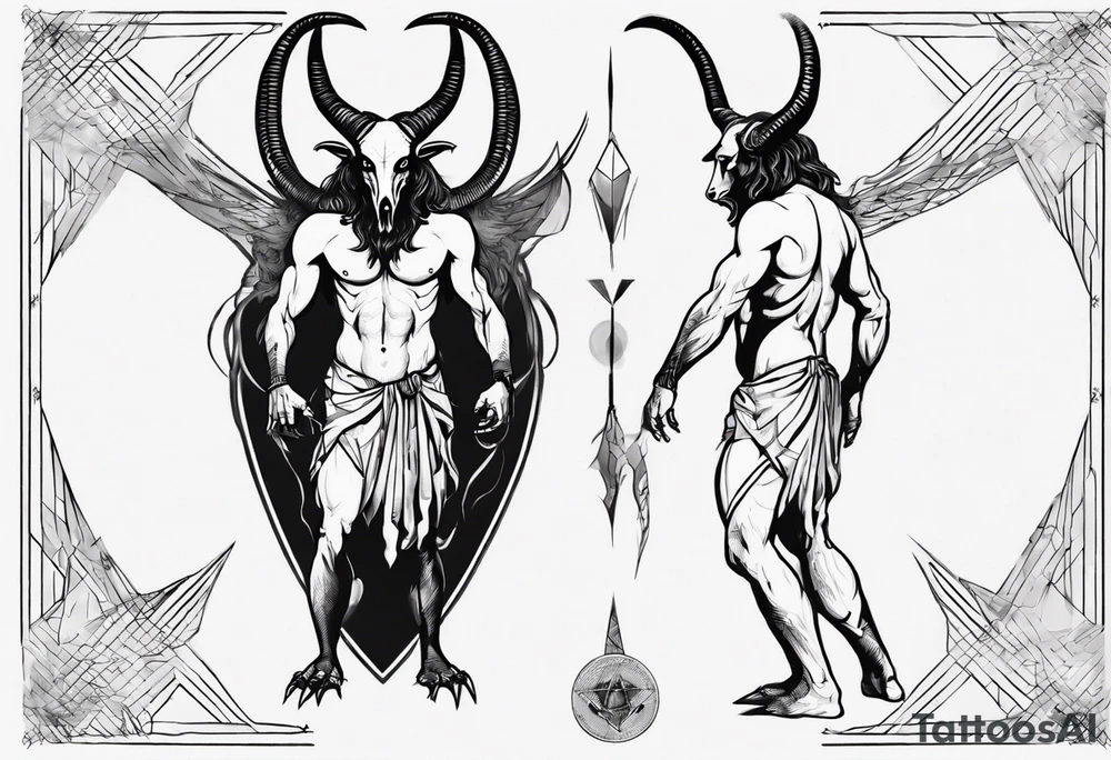 Baphomet standing full body loincloth. tattoo idea