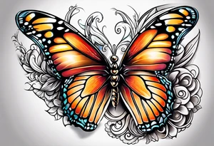 Half butterfly with one Angel wing tattoo idea