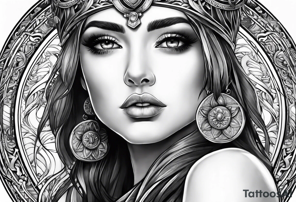 Athena with her eyes looking up tattoo idea