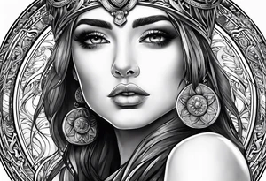 Athena with her eyes looking up tattoo idea