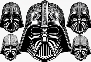 Darth Vader helmet in Roman gladiator style with skulls tattoo idea