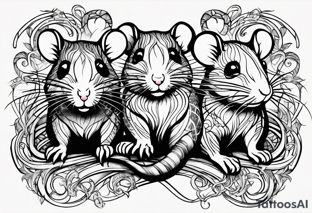 A collection of rats or mice whose tails are intertwined and bound together in some way. tattoo idea