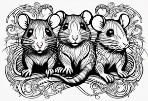 A collection of rats or mice whose tails are intertwined and bound together in some way. tattoo idea