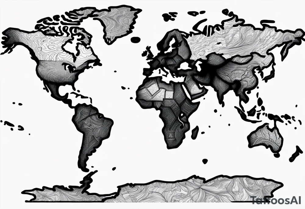 line drawing of the world map tattoo idea