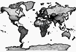 line drawing of the world map tattoo idea