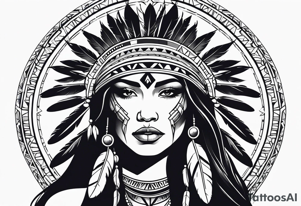Native American woman tattoo idea