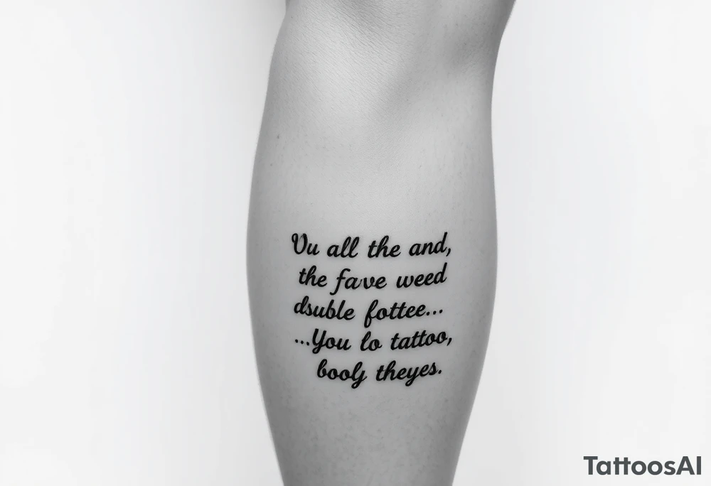 Leg tattoo down quote going down side of leg from thigh to ankle tattoo idea