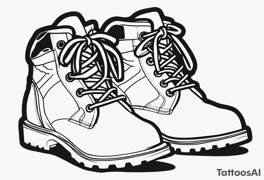 Hiking boots with mountains tattoo idea