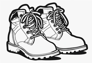 Hiking boots with mountains tattoo idea