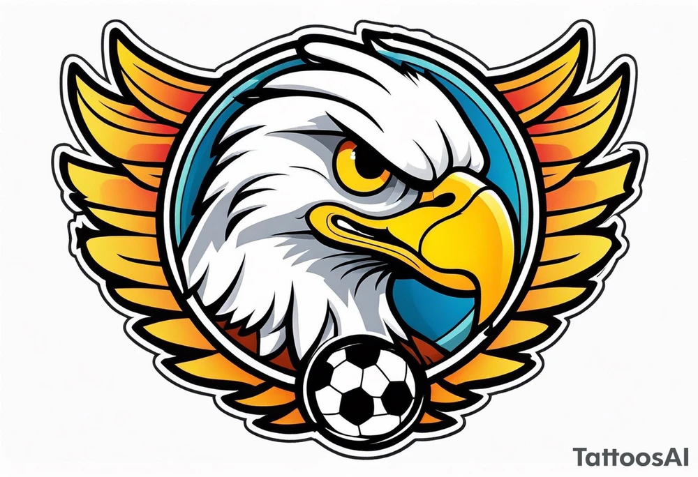Cartoon eagle with a football tattoo idea