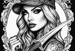 Margo Robbie holding a dagger tattoo idea