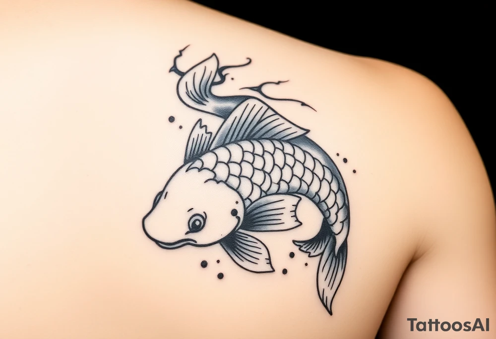 I would like to get a tattoo on my arm, and I have chosen a motif that represents persistence, determination in pursuing goals, and not giving up. It is a koi fish swimming upstream toward its destination despite the obstacles and dangers along the way. The Japanese theme seems really appealing to me, but it feels too literal. I was wondering if, based on the attached pictures, you could create designs that convey this idea in a slightly less obvious and more abstract way. I would like this tattoo to remind me that one must never give up and always keep moving forward, but I don’t want it to be too literal. The Japanese motif is also important to me (including the koi fish), as I spent a significant period of my life in that country.\ tattoo idea