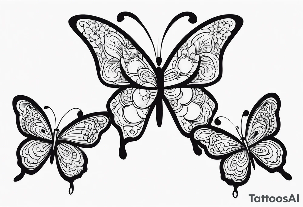 Butterflies with flowers & snake tattoo idea