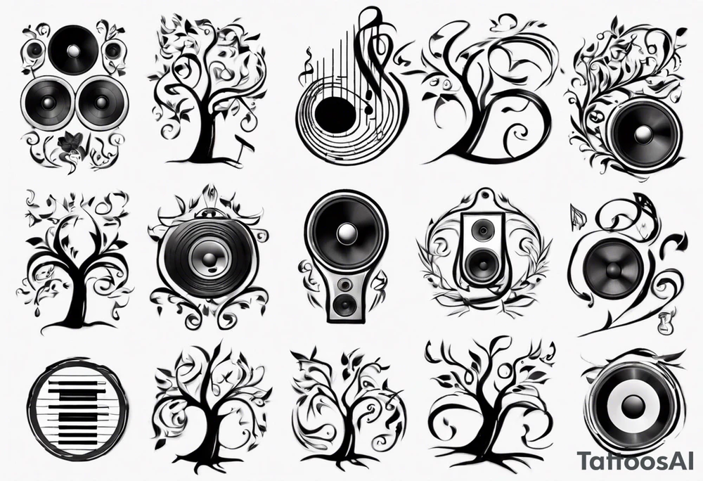 music speaker note tree stave notes tattoo idea