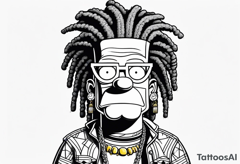 Bart Simpson with dreadlocks rapper tattoo idea