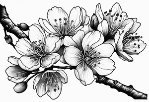 cherry blossoms with buds along branch tattoo idea