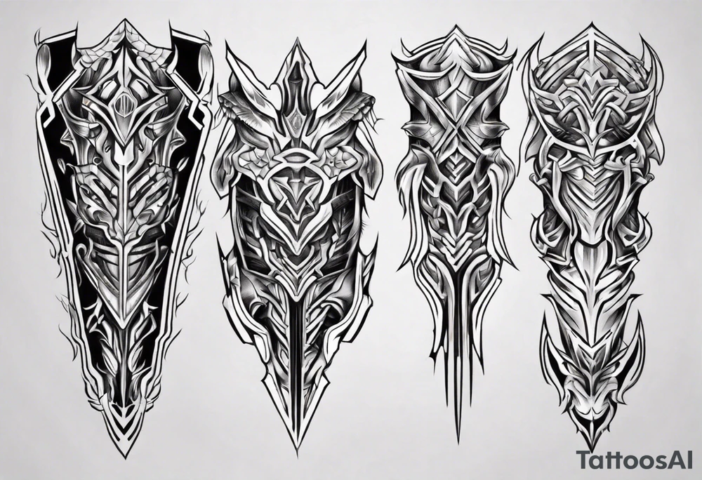 Leg armor symmetrical tattoo idea