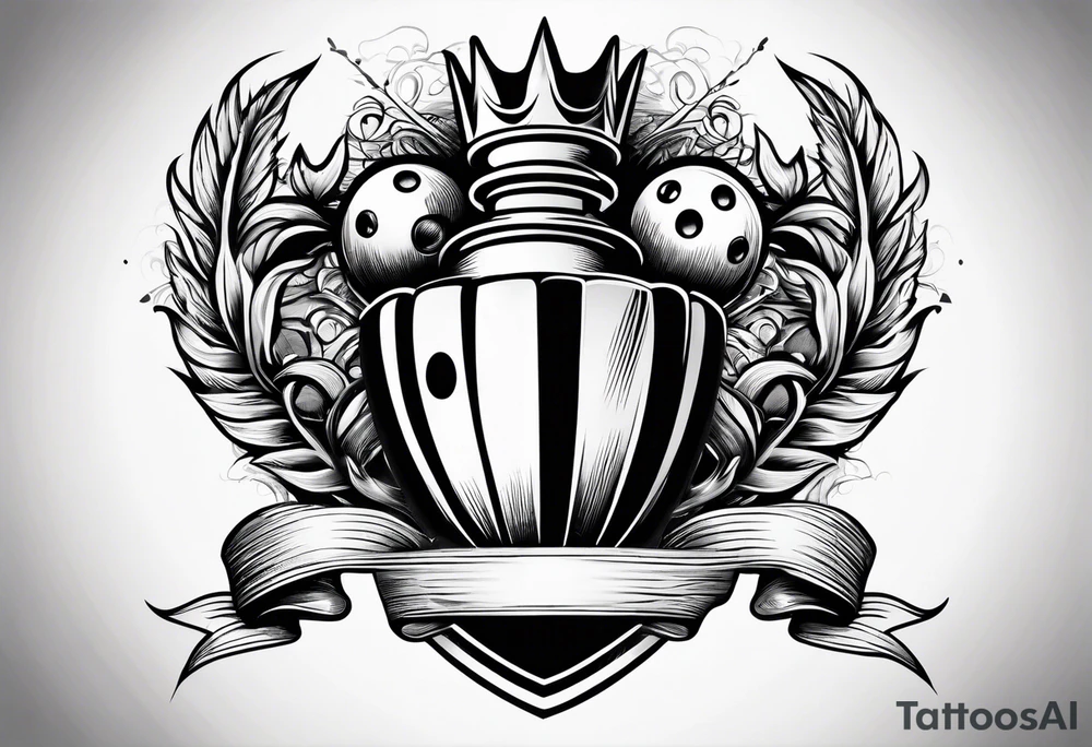 Bowling theme and family crest tattoo idea