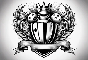 Bowling theme and family crest tattoo idea