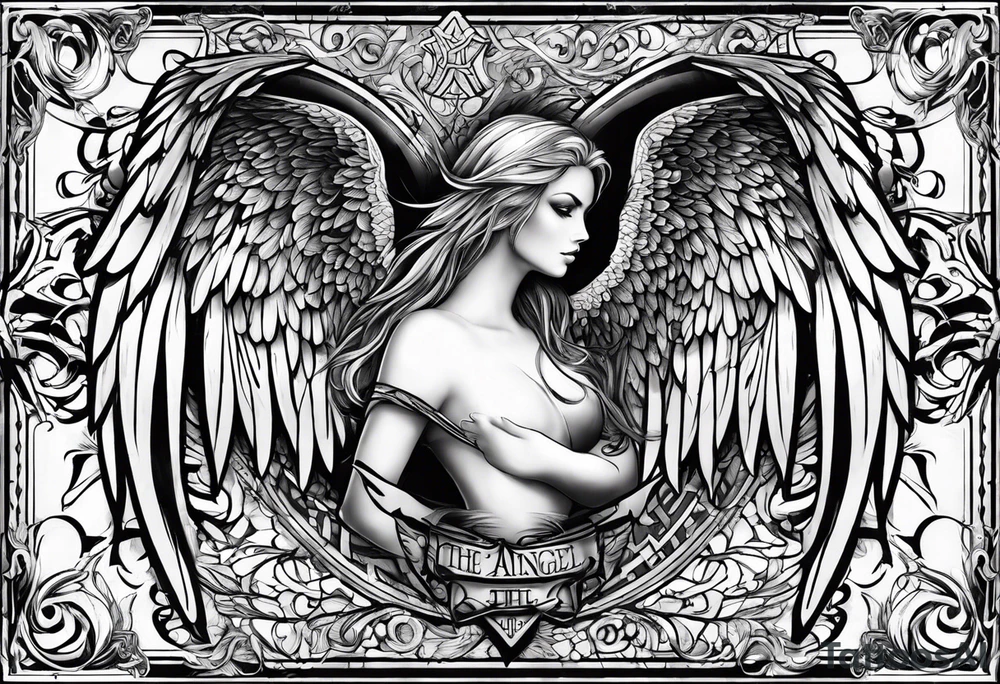 One angel wing and the Name Leah written under in gothic letters. tattoo idea