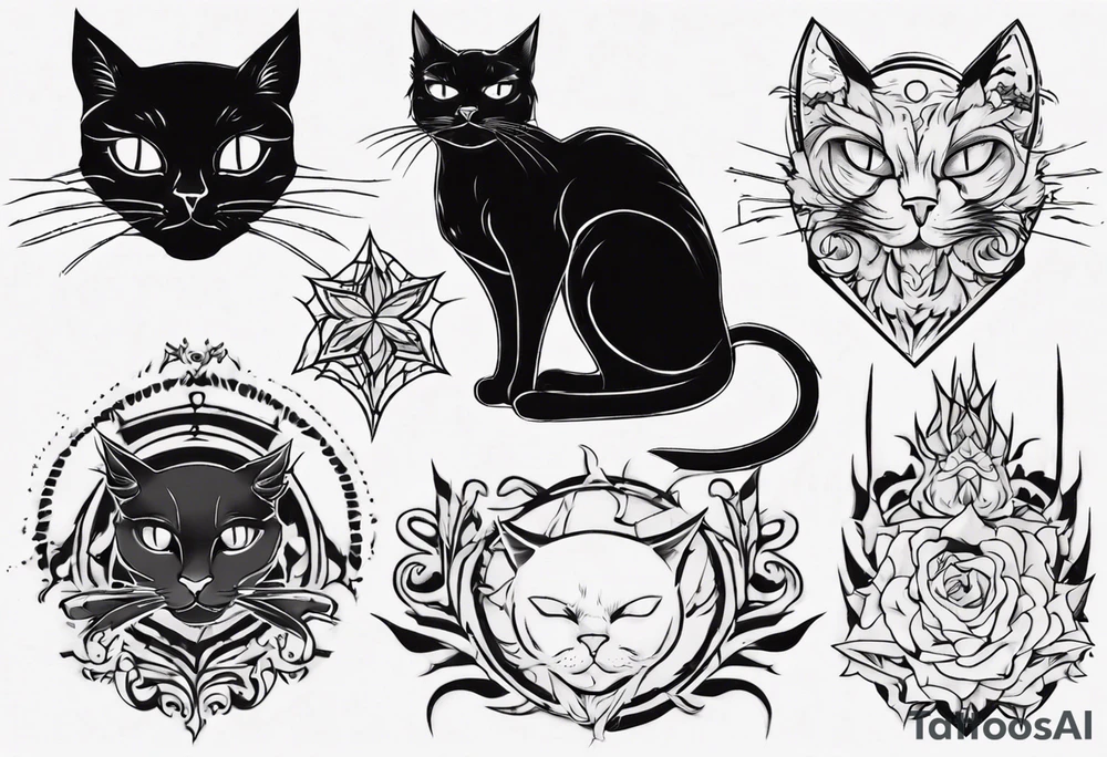 Black cat tattoo idea