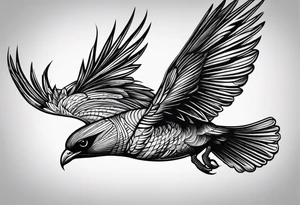 A Soaring bird with the text 1937-2023 underneath it in a simple sketch style tattoo idea