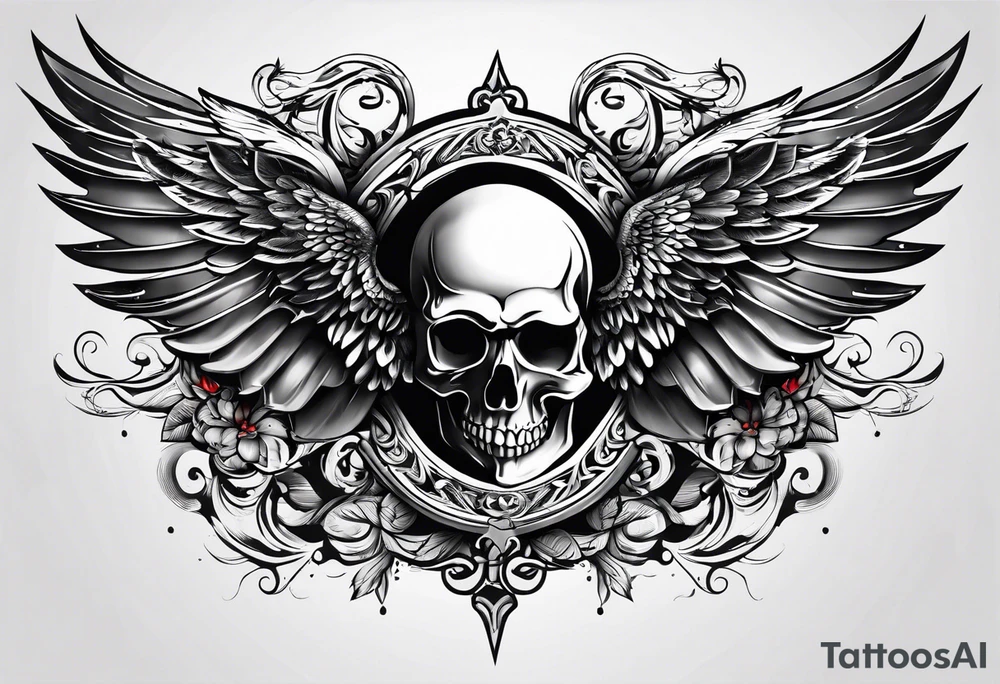 cross and wings tattoo idea