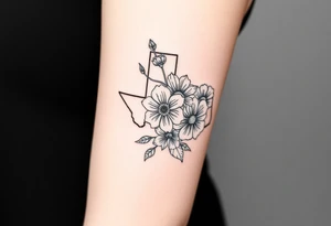 Texas state flower bouquet with Washington state flower and Connecticut state flower tattoo idea