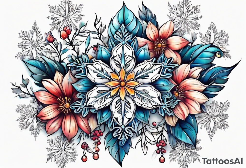 snowflake , flower tattoo idea