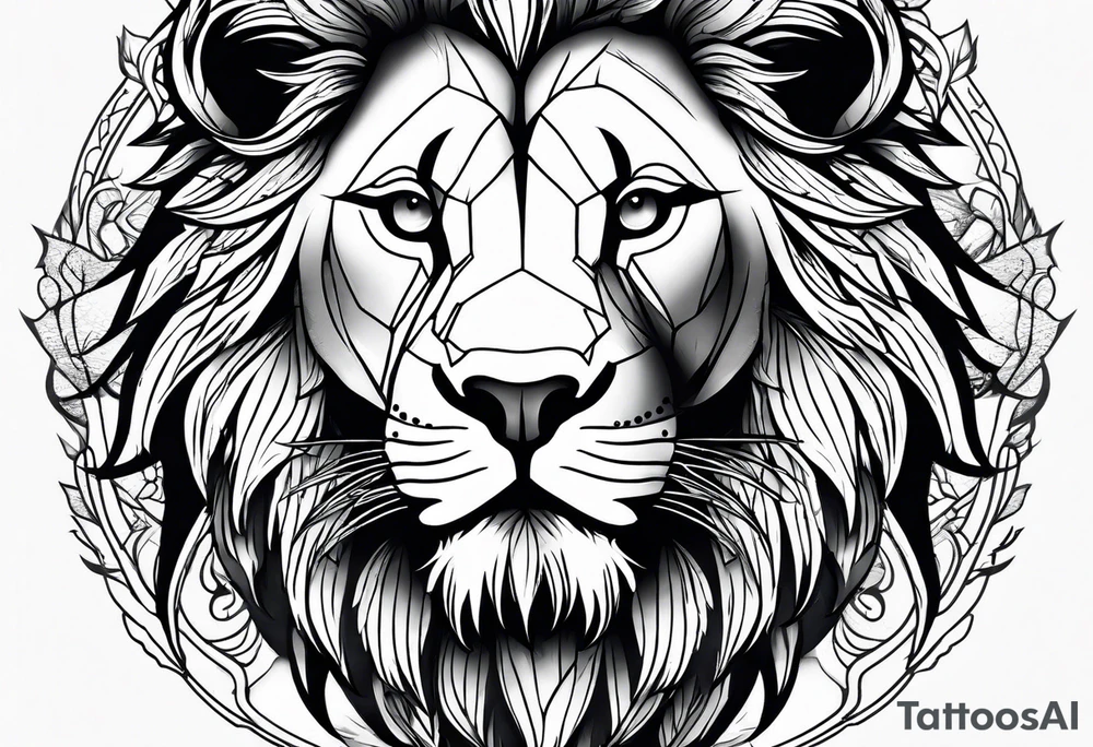 Feather lion tattoo idea