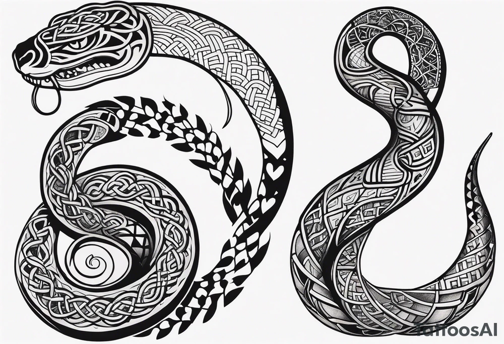Celtic style snake forearm wrap tattoo idea