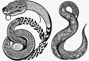 Celtic style snake forearm wrap tattoo idea