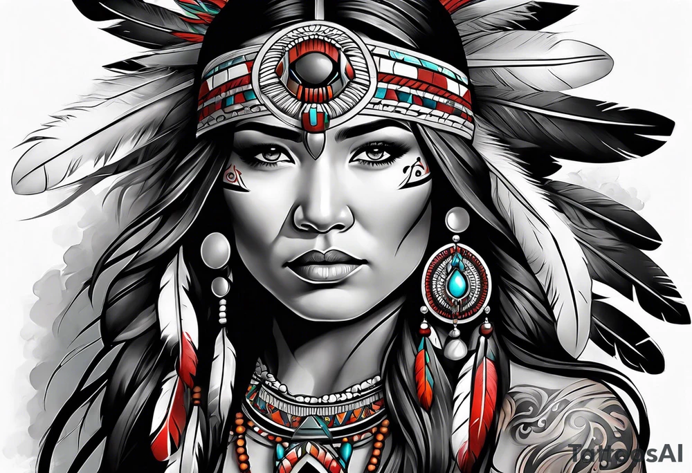 Native American woman spirit tattoo idea