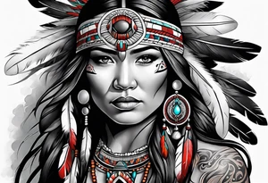 Native American woman spirit tattoo idea