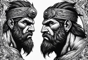 full body strong mythical giant cyclops turned to the side tattoo idea