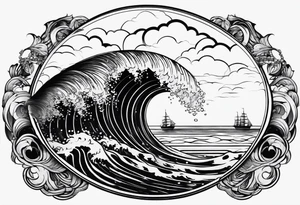 I want a tattoo of the ocean in circle which is choatic tattoo idea