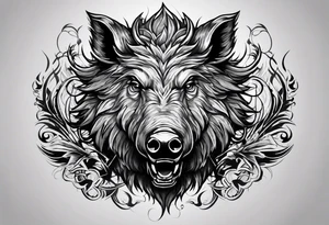 front angry boar tattoo idea