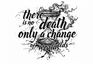 there is no death only a change of worlds with a hour glass and smoke behind it tattoo idea