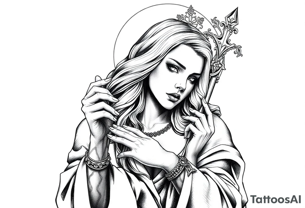 Hot sexy saint tattoo idea