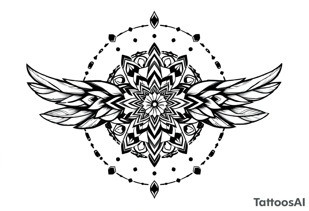 spiritual feathers indian mandala shaman rune tattoo idea