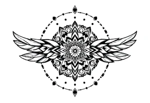 spiritual feathers indian mandala shaman rune tattoo idea
